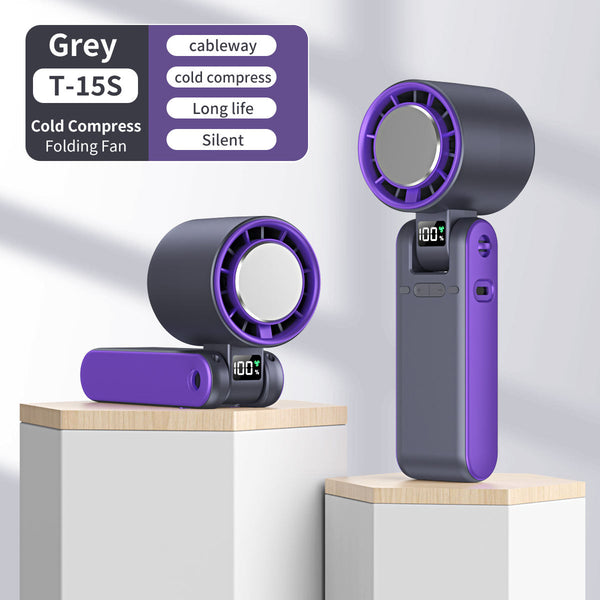 Foldable Turbo Fan | 100-Speed Digital Display Handheld Fan | Color Gray