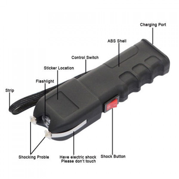 Electric Shock Flashlight Stun Gun High Voltage Rechargeable Battery Shocking Device Self Defense