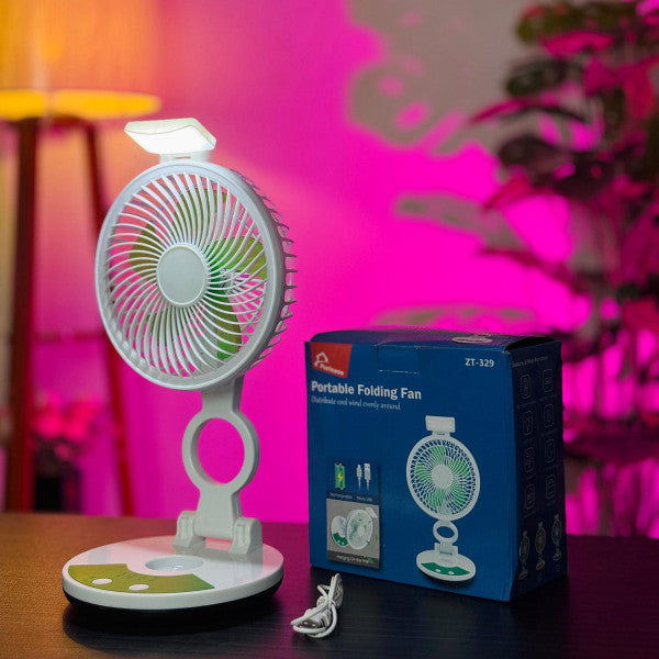 Portable Folding Fan With LED Light- ZT 329