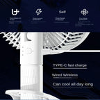 Clamp Type Multifunctional 4 in 1 Electric Fan with USB Type-C Recharging.