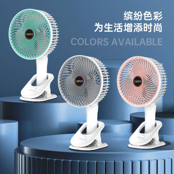 Clamp Type Multifunctional 4 in 1 Electric Fan with USB Type-C Recharging.