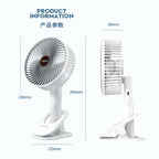 Clamp Type Multifunctional 4 in 1 Electric Fan with USB Type-C Recharging.