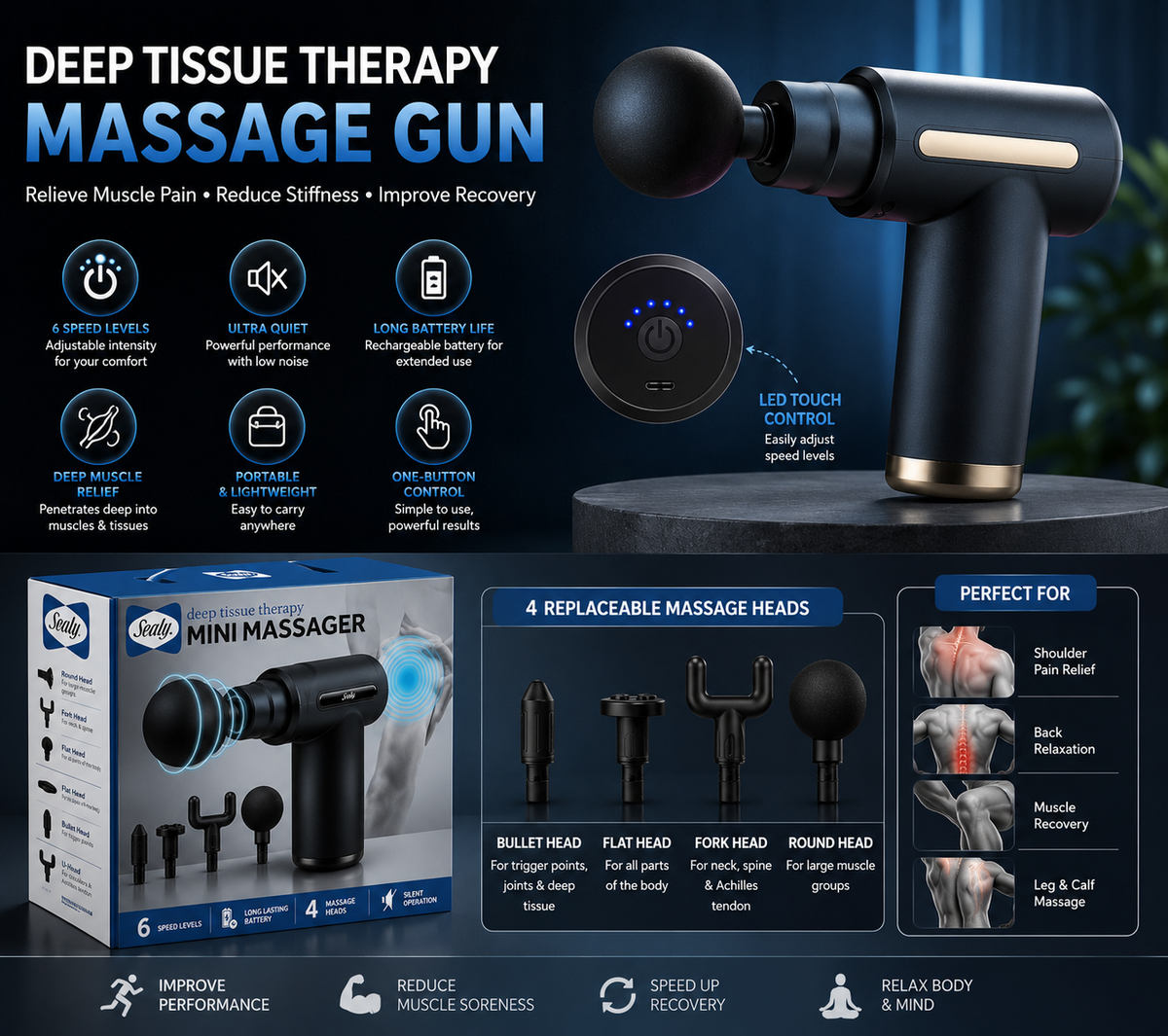 Mini Rechargeable Deep Tissue Therapy Massager