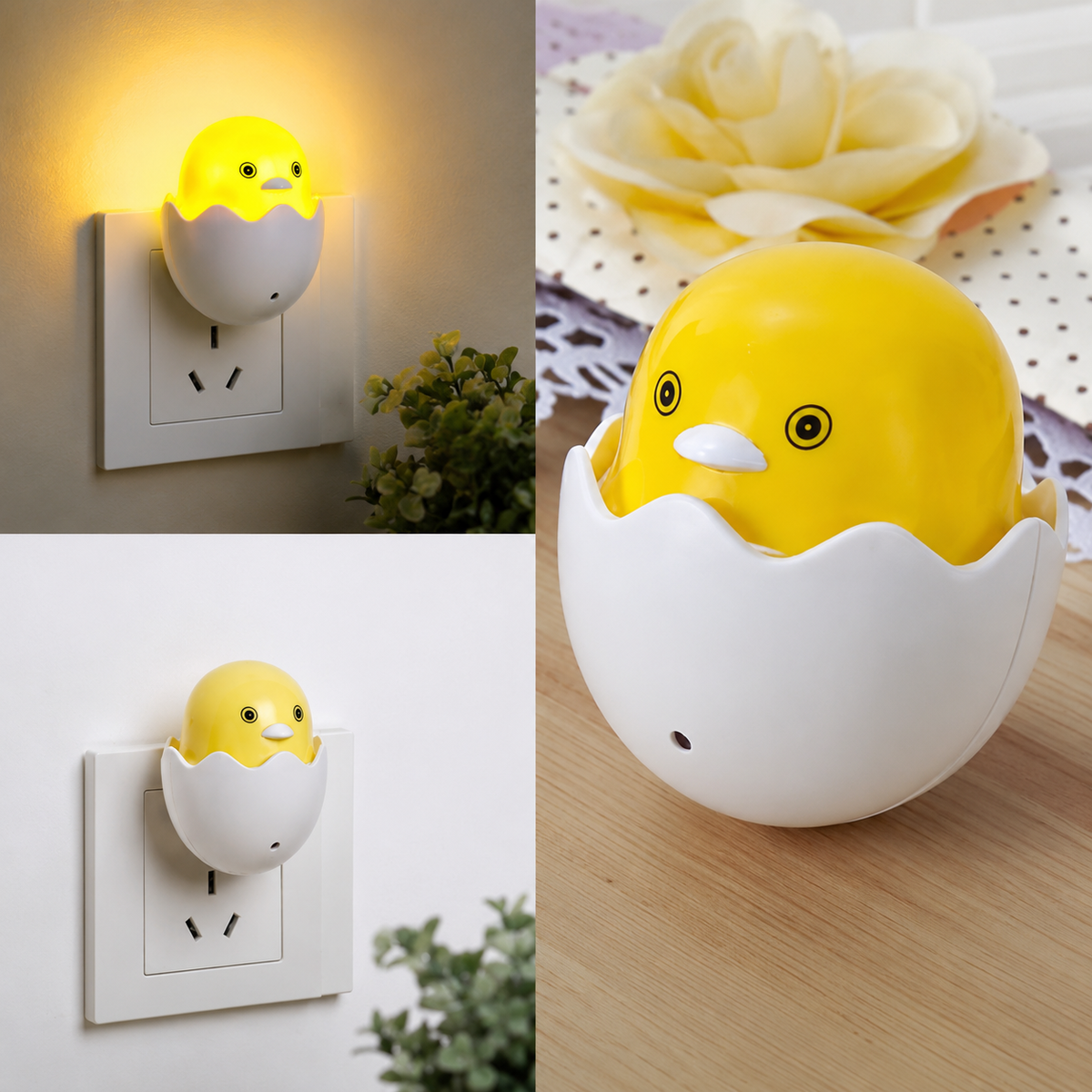 Small Yellow Duck Shaped LED Night Light Sensor