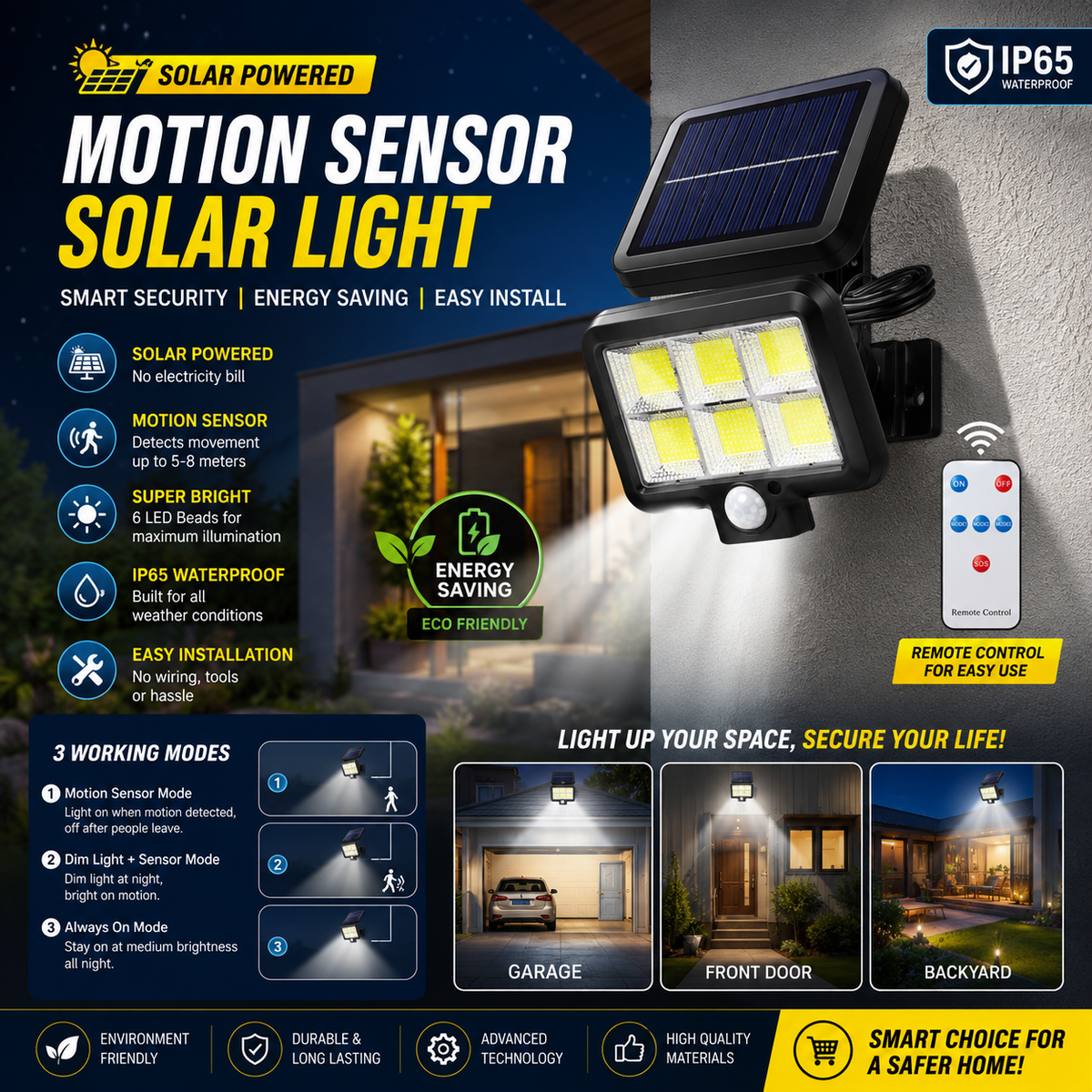 120 LED Solar Motion Sensor Light
