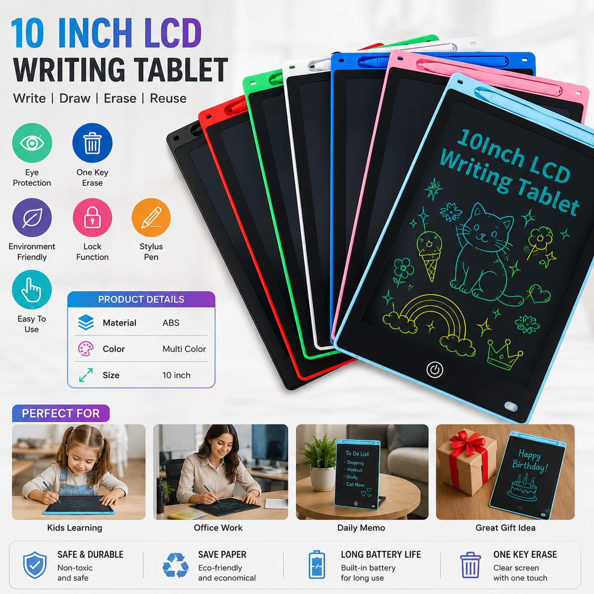 LCD Writing Tablet Digital Drawing Tablet- 10 inch