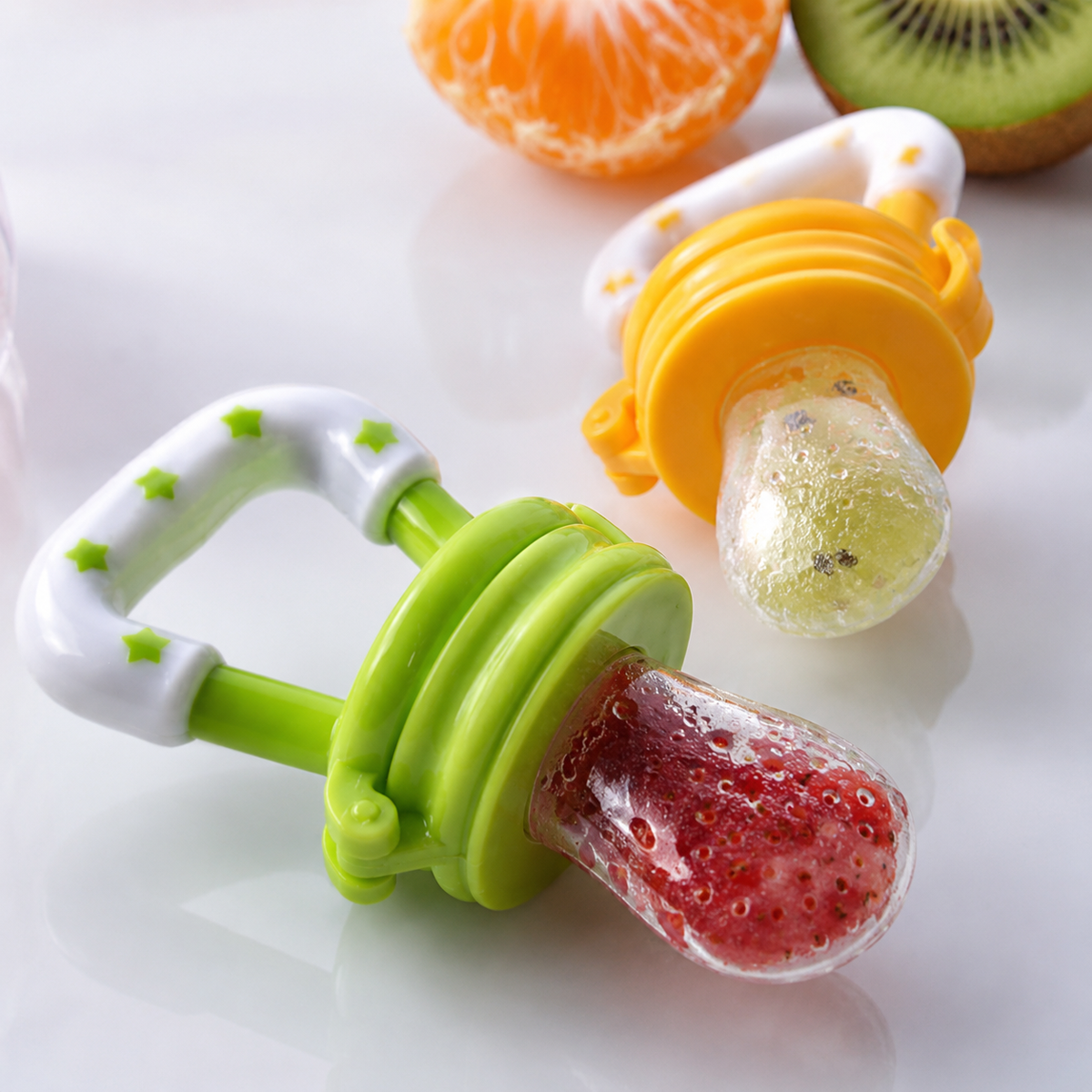 3 Pcs Baby Combo Set | Baby Bibs | Silicon Finger Brush | Baby Fruit Feeder