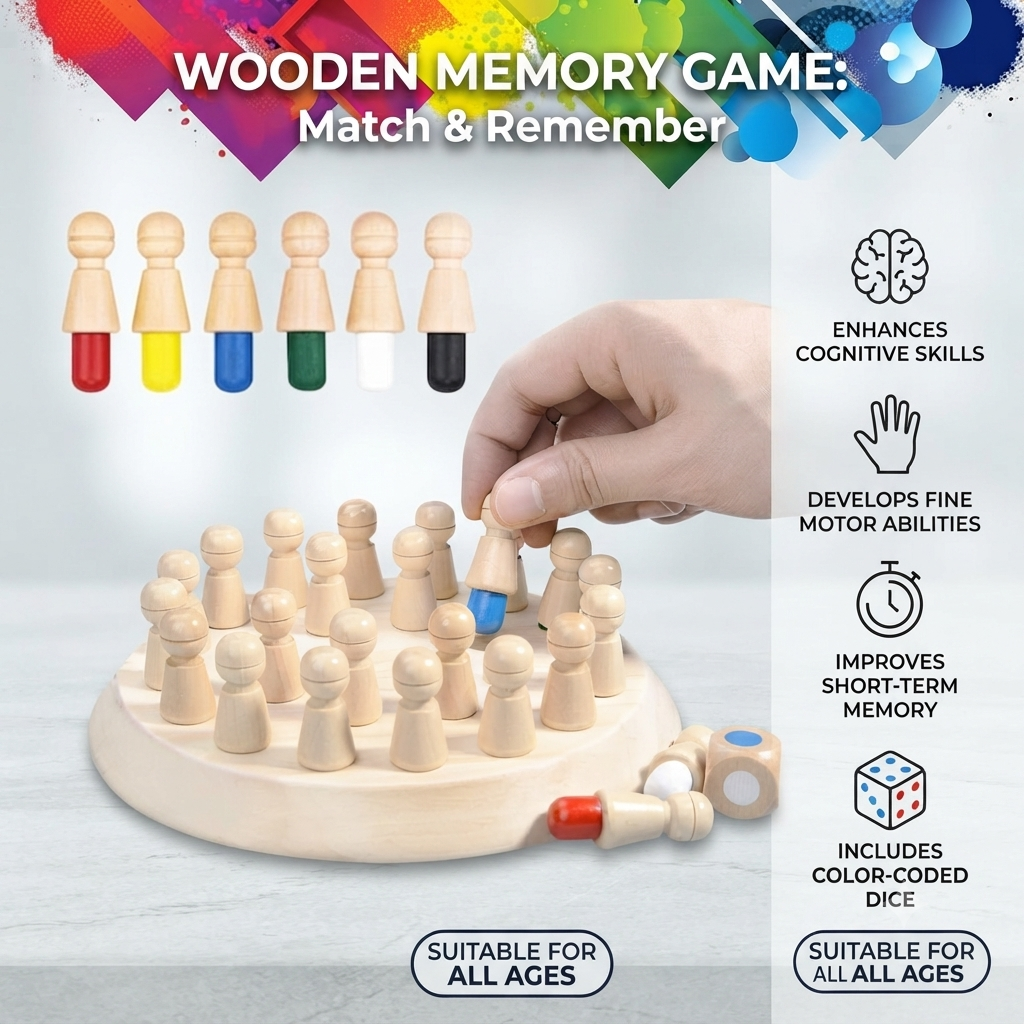 Wooden Memory Match Stick Chess Game
