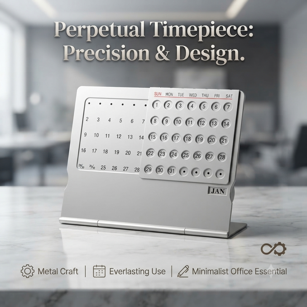 Metal Desk Calendar With- 100 Years