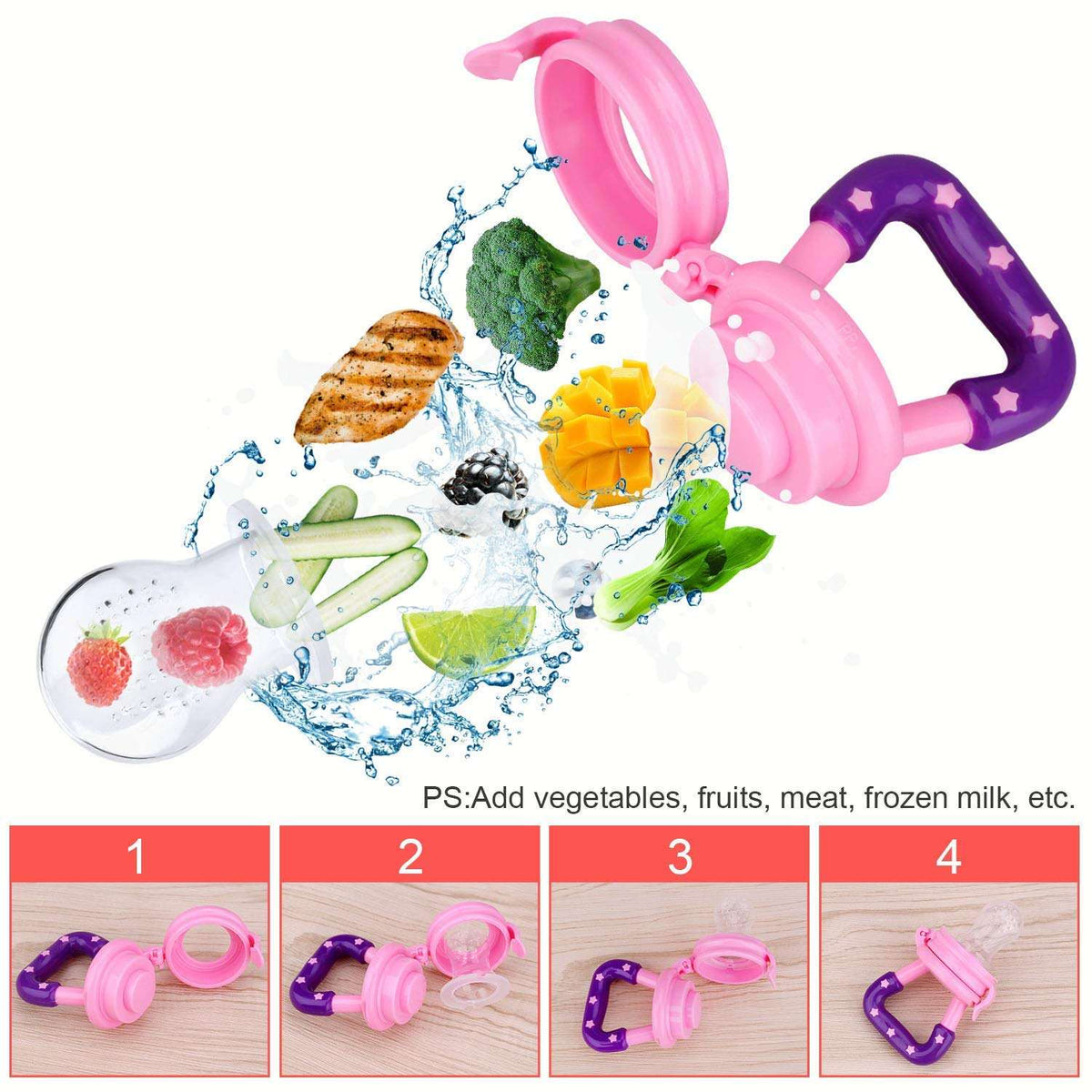 3 Pcs Baby Combo Set | Baby Bibs | Silicon Finger Brush | Baby Fruit Feeder