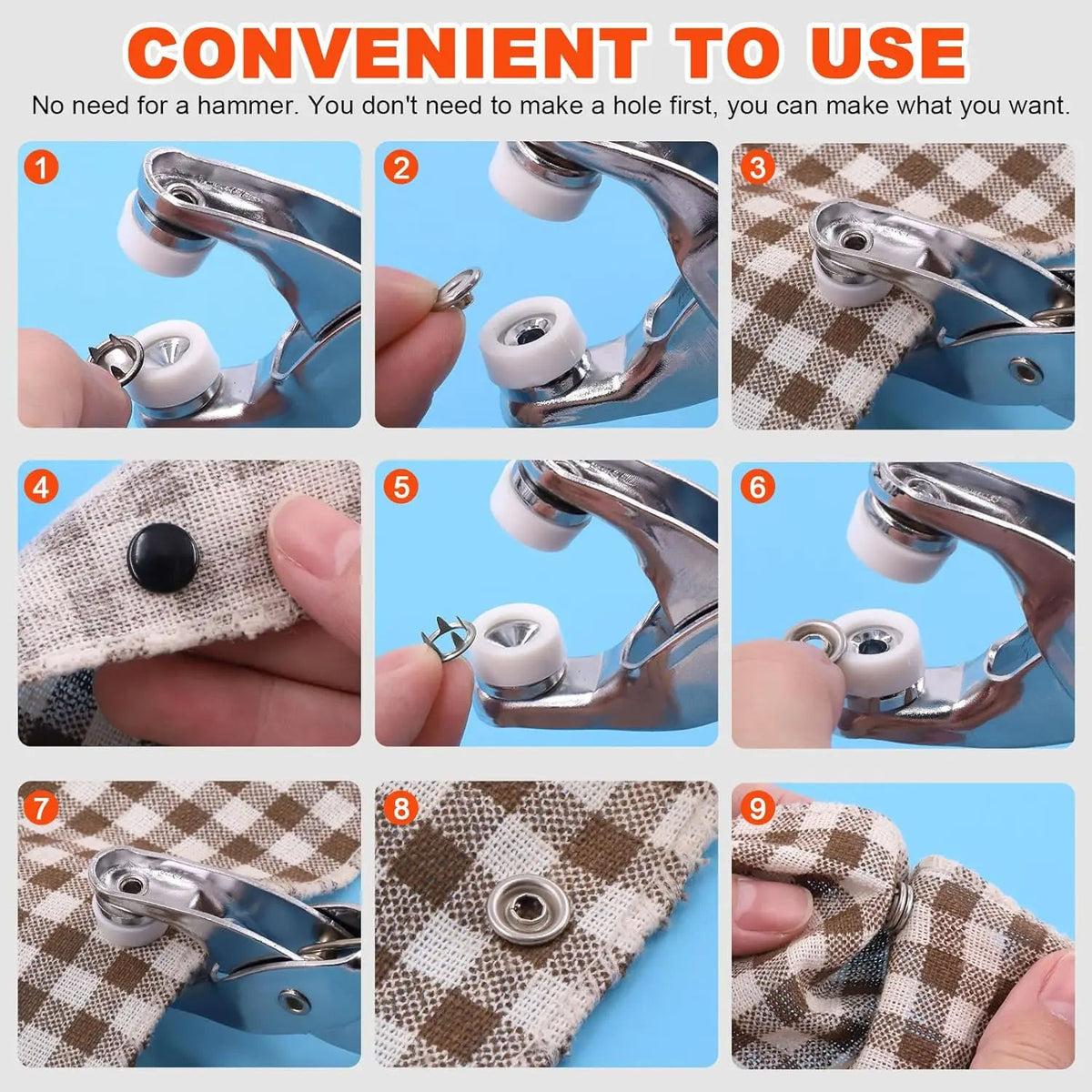 Hand Pressure Pliers For Prong Snap Button (FREE 100 BUTTON)