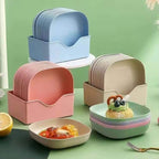 10 pieces Plastic Plates with Stand - Multi-function Dish