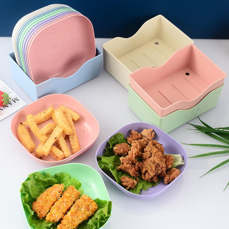 10 pieces Plastic Plates with Stand - Multi-function Dish