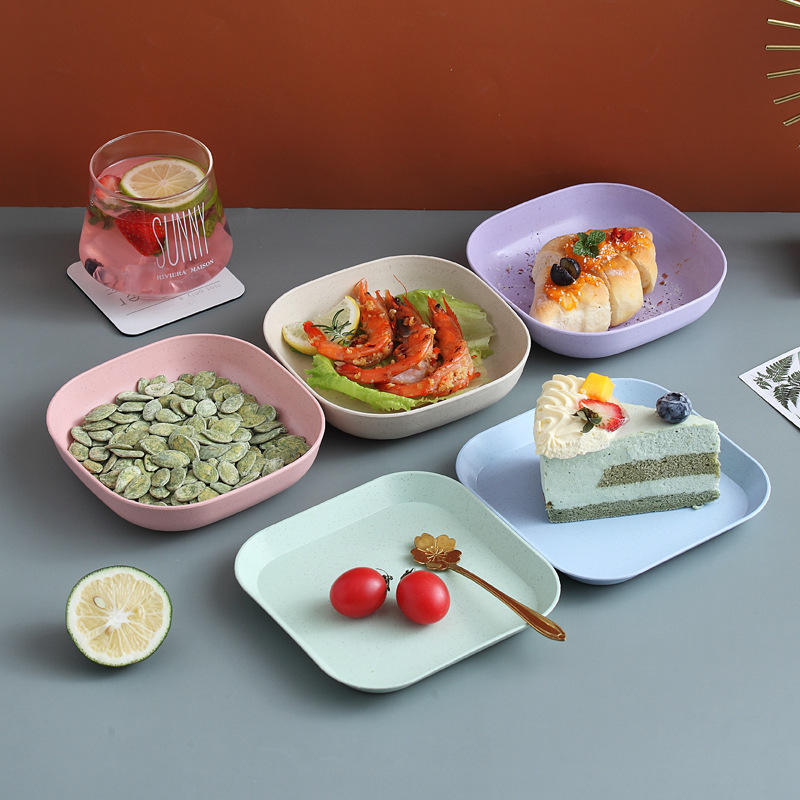 10 pieces Plastic Plates with Stand - Multi-function Dish