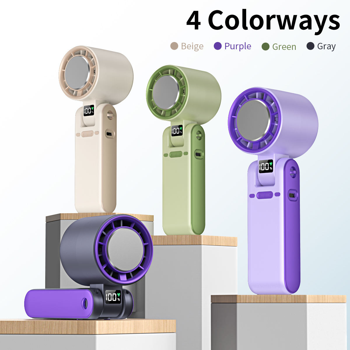 Foldable Turbo Fan | 100-Speed Digital Display Handheld Fan