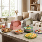 10 pieces Plastic Plates with Stand - Multi-function Dish